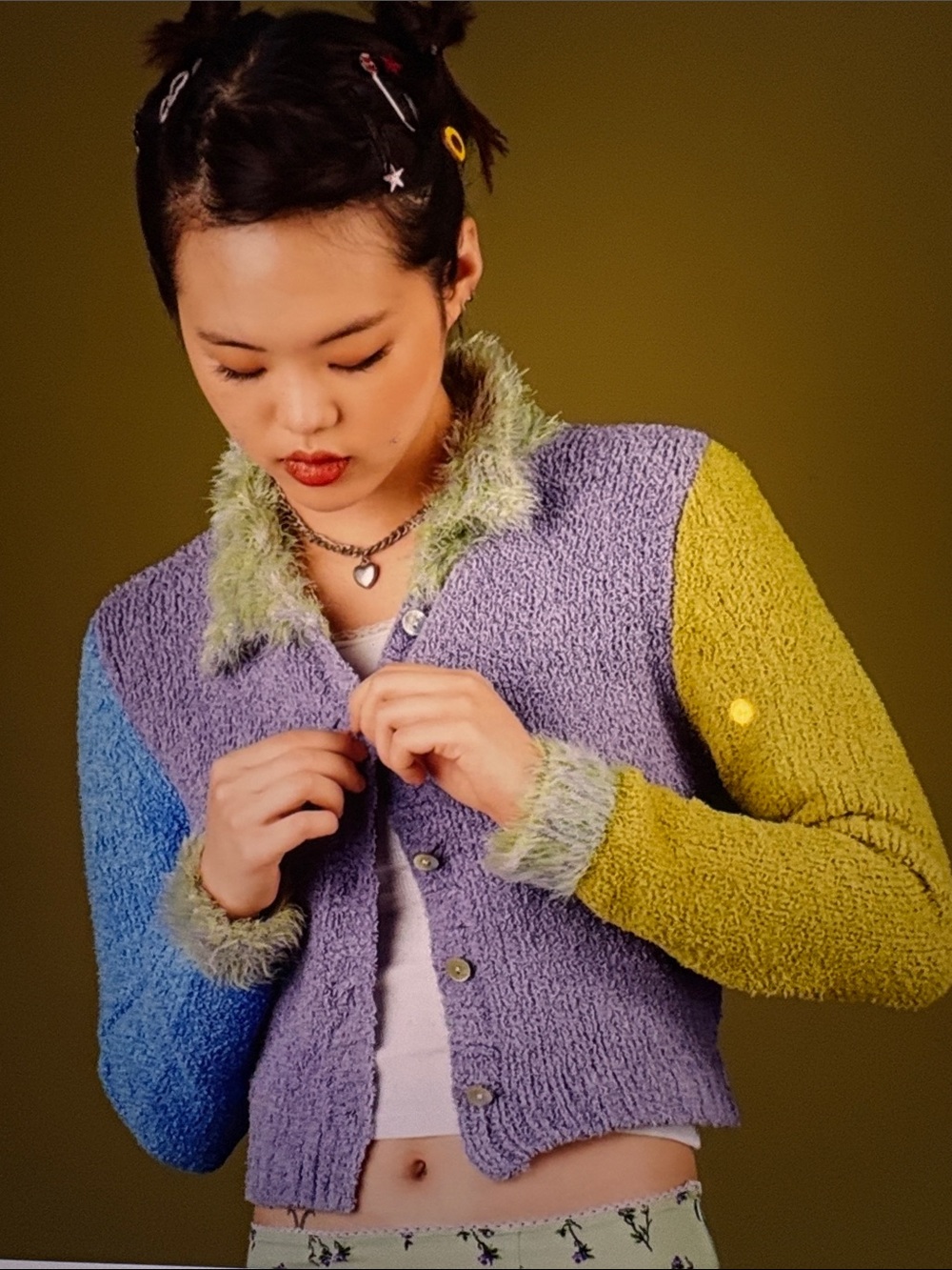 Unif Colorblock Cropped cardigan M